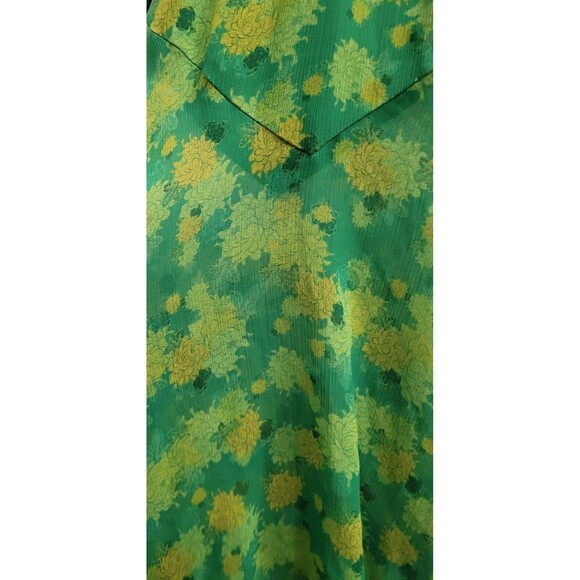 De La Vali Palmera Green Floral Chiffon Maxi Dress UK 12 US 8 Ruffle Sleeve $676 - Picture 10 of 16
